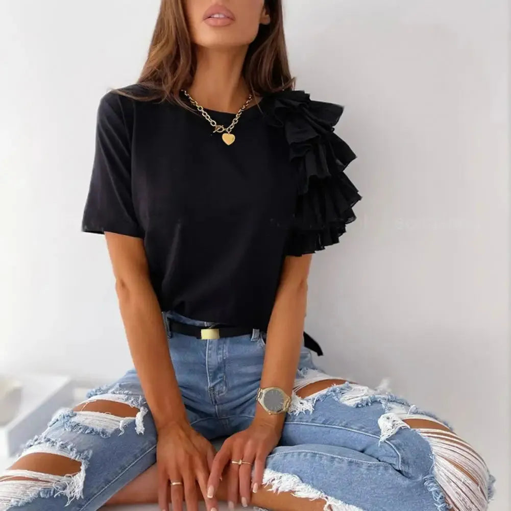 Élodie Lavin® | blouse à volant asymétrique