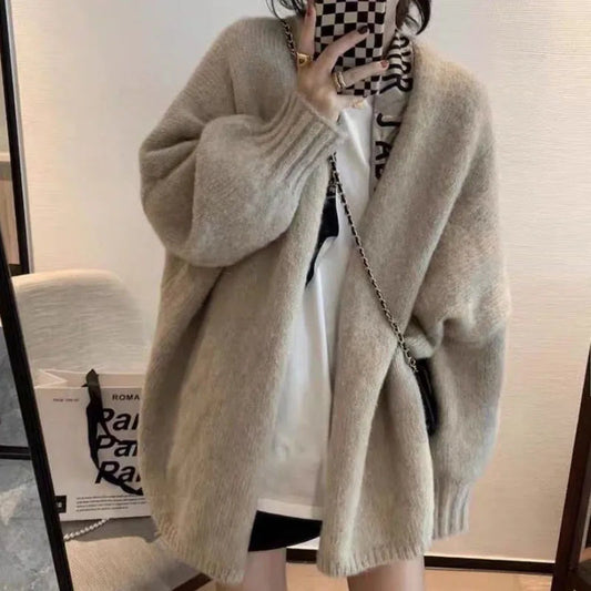 Cardigan en maille surdimensionné confortable avec fermeture à boutons