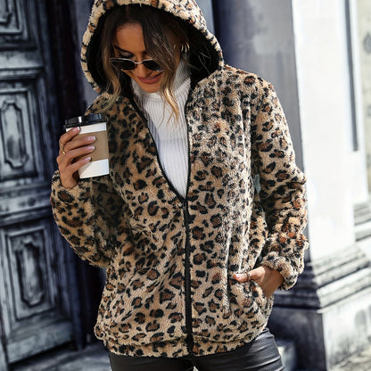 Leopa™ | Manteau Teddy à capuche avec fermeture éclair
