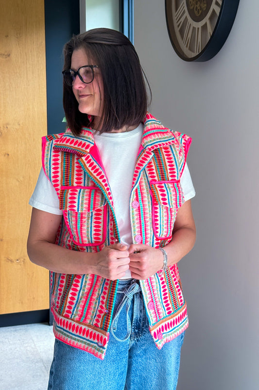 Gilet Minélia Sans Manches Rose