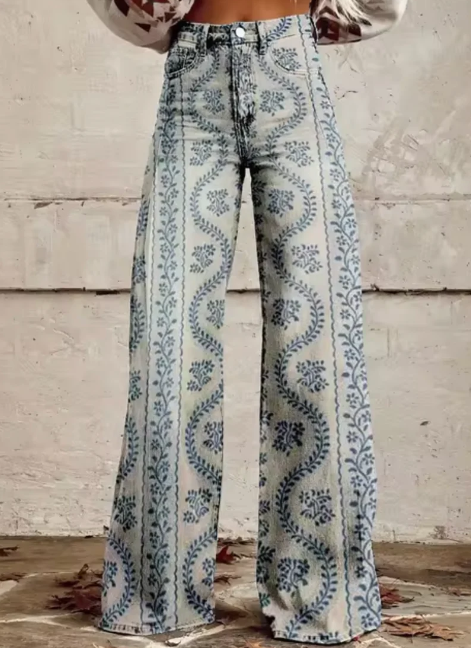 Pantalon large avec imprimé coloré