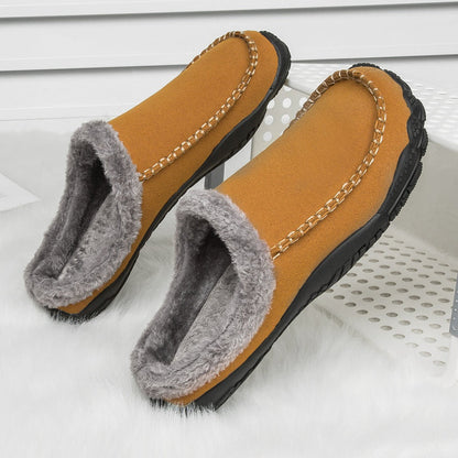 Pantoufles d’Hiver Homme en Daim Doublés en Polaire