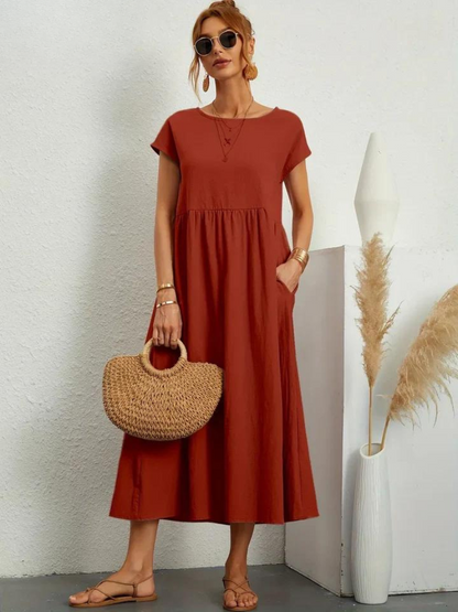 Ruby™ | Élégante Robe Essentielle en Coton et Lin