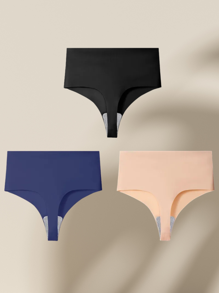 Lot de 3 Strings Sans Couture Taille Haute