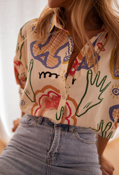 Blouse Chemise Légère à Motifs