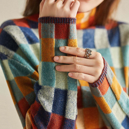 Pull à carreaux colorblock confortable pour un style quotidien