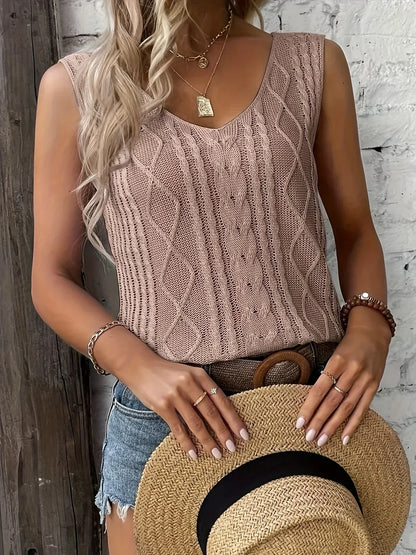 Top Sans Manches En Maille Avec Décolleté En V