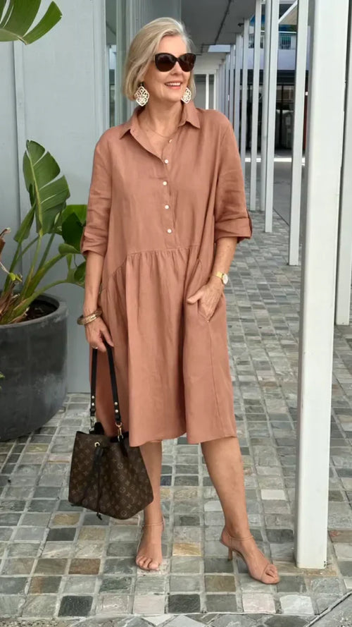 Nouvelle robe décontractée en lin et coton pour femmes
