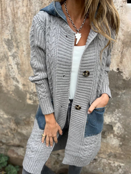 Veste cardigan décontractée en denim