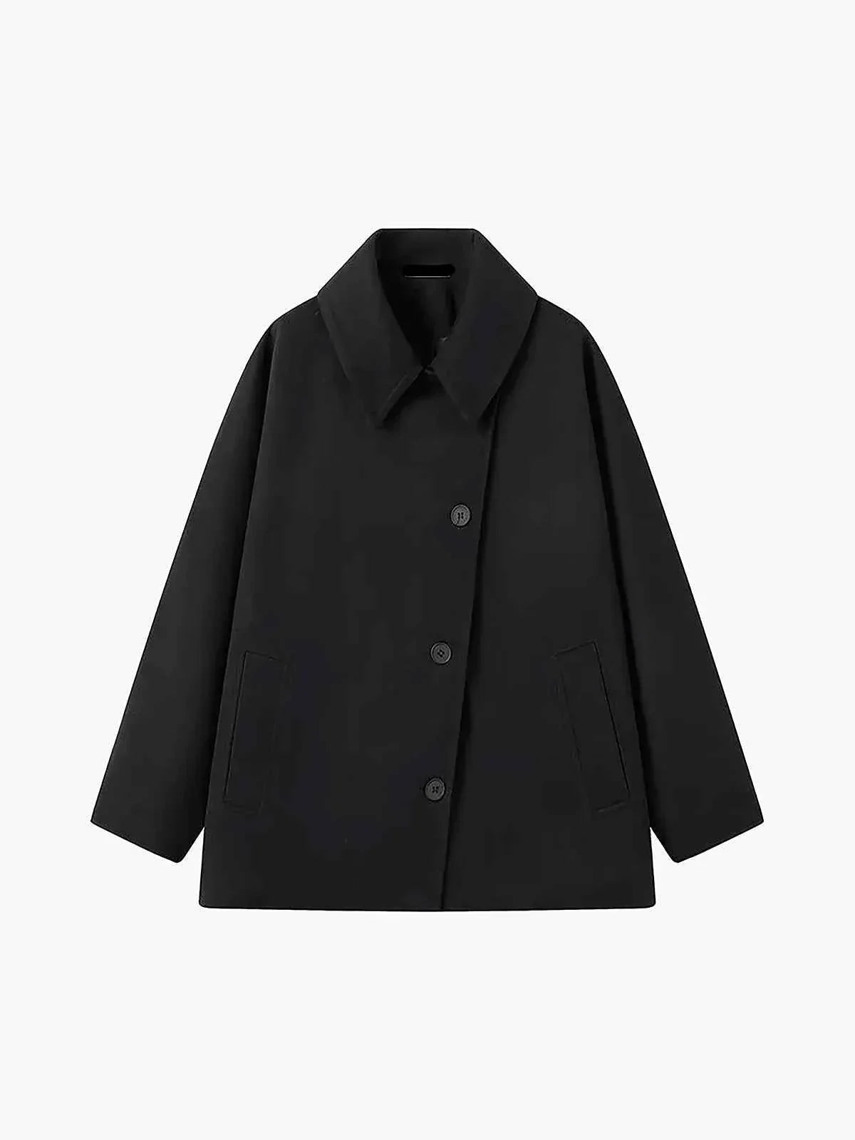 Manteau d'hiver oversize pour femmes avec col à revers et boutons asymétriques