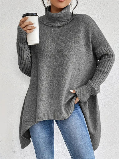 Pull à col roulé long et confortable pour un usage quotidien