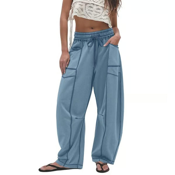Pantalon de survêtement confortable à jambes larges avec poches