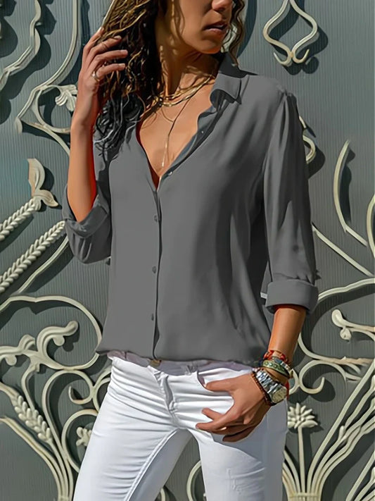 Blouse Longue à Boutons Tendance pour Femmes