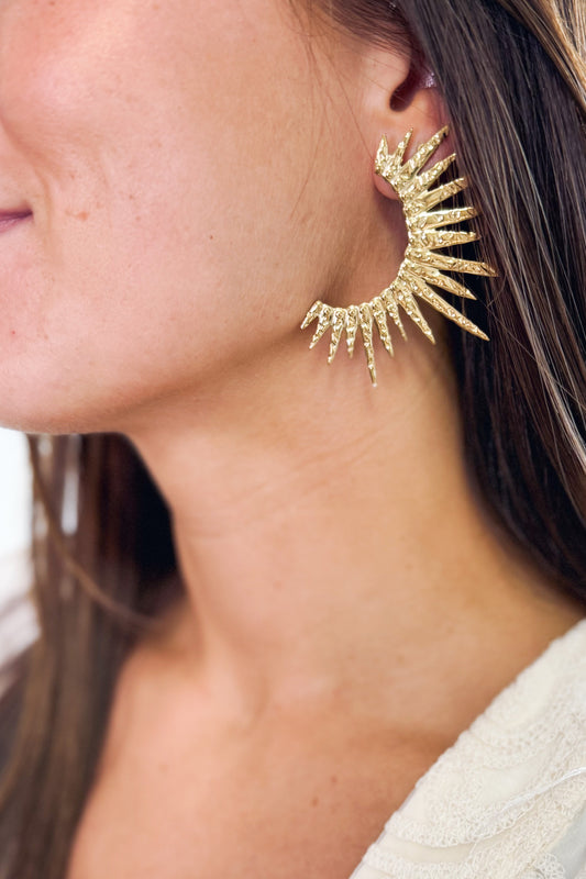 Boucle D'Oreille Demi Soleil Doré