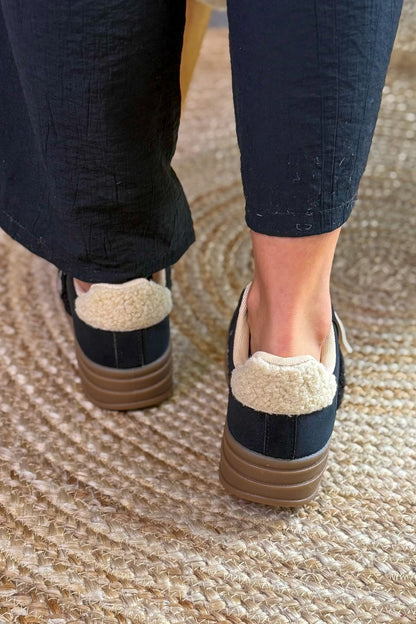 Basket Addax Noir Avec Teddy Beige