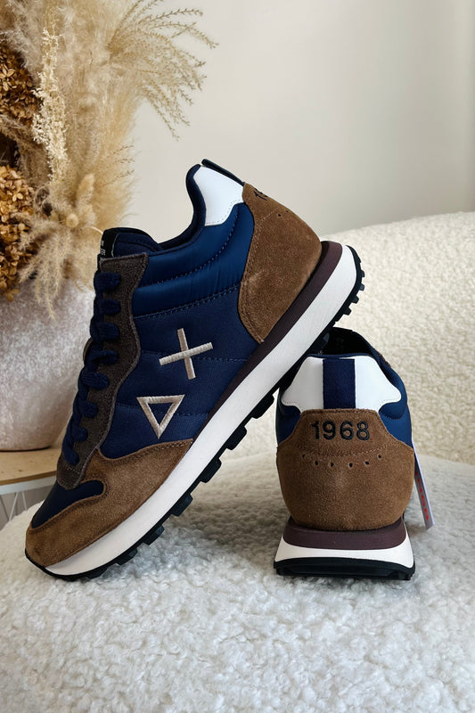 SUN 68 Tom  2.0 Solid Bleu Marine/Camel Mid