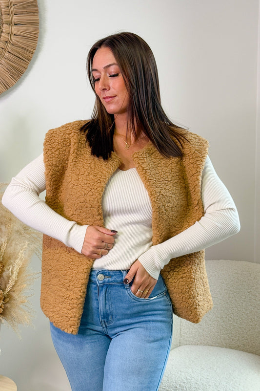 Gilet Teddy Nadina Camel