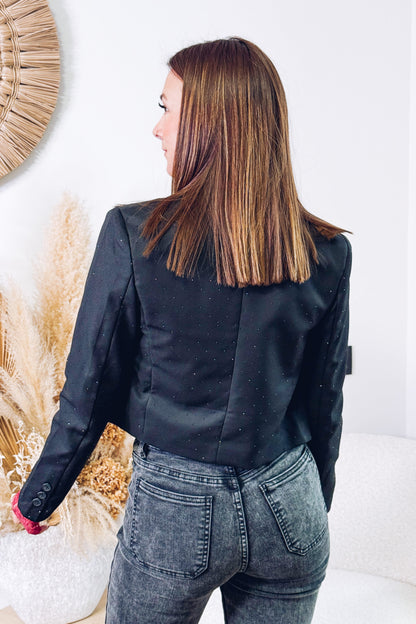 Blazer Court Pierrette Noir avec Blillants