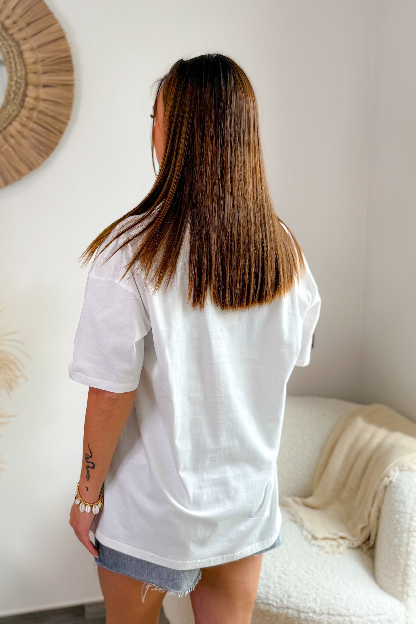 T-Shirt "Slow Living Life" Blanc