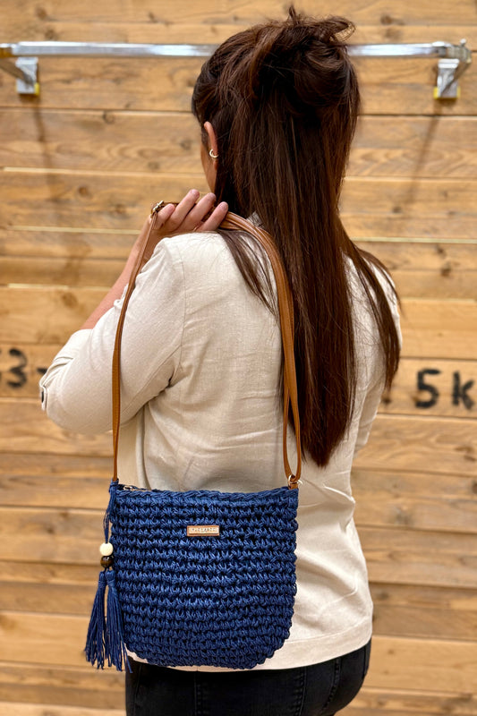Sac Kosie En Paille Bleu Marine