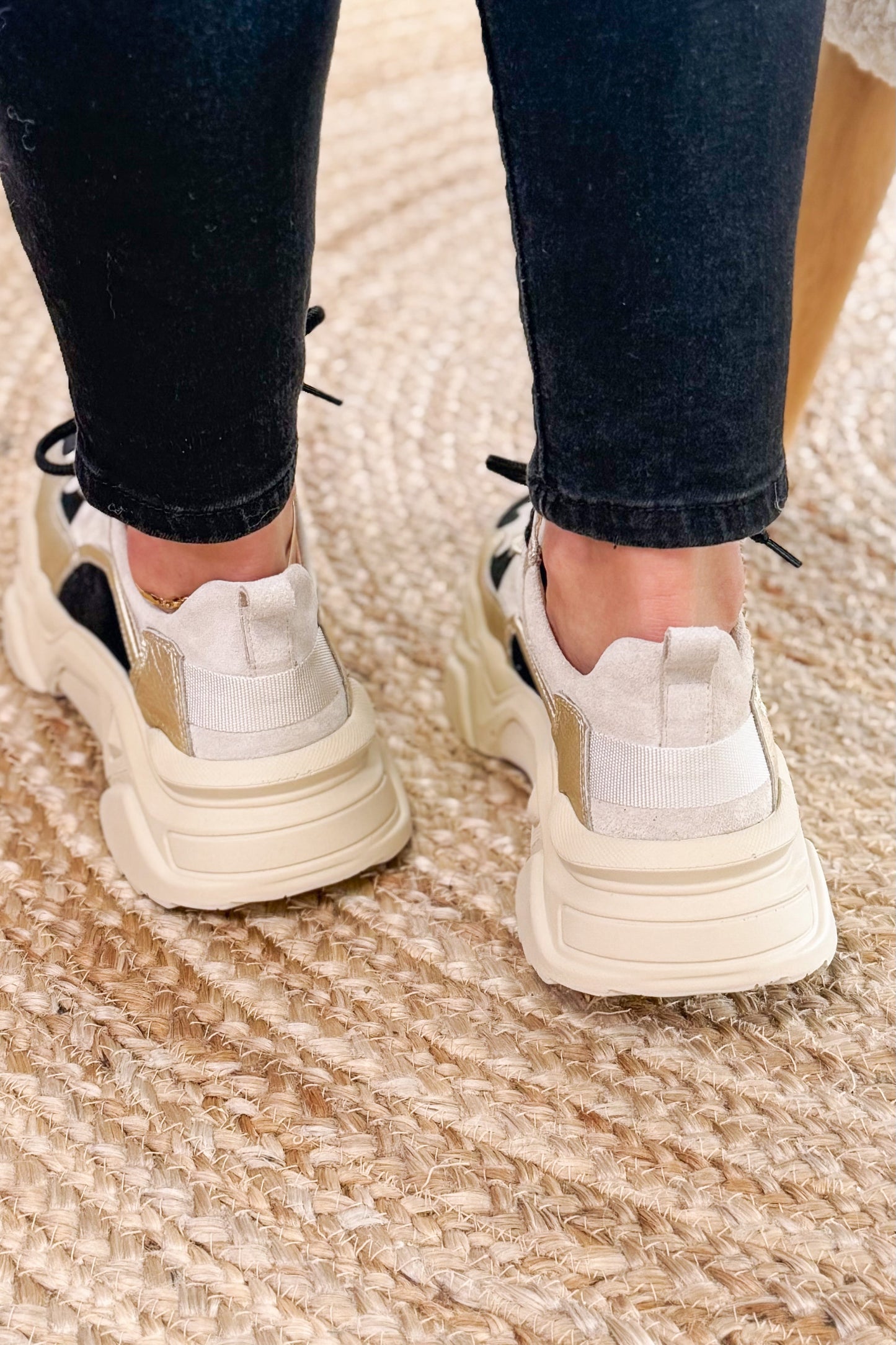 Basket Shelly Noir/Doré/Beige