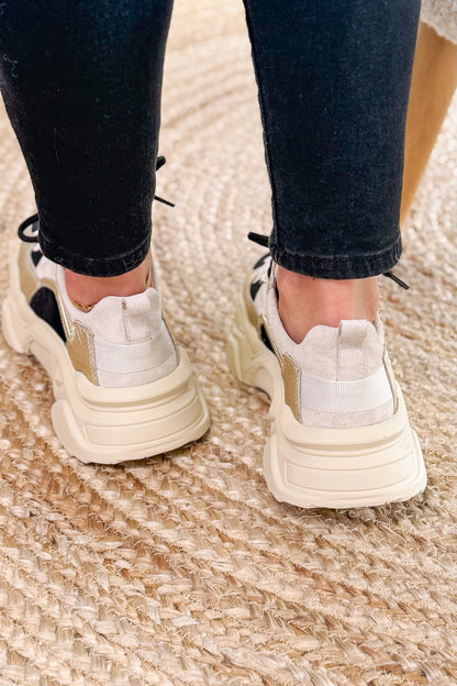Basket Shelly Noir/Doré/Beige