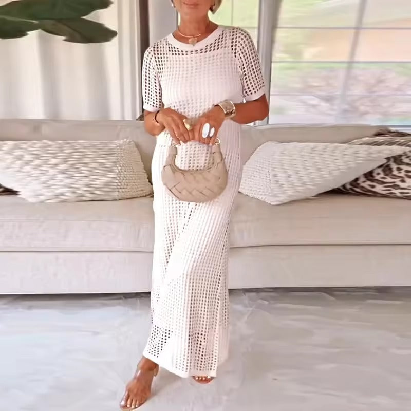 Robe Chic Deux-Pièces à Découpes avec Col Rond