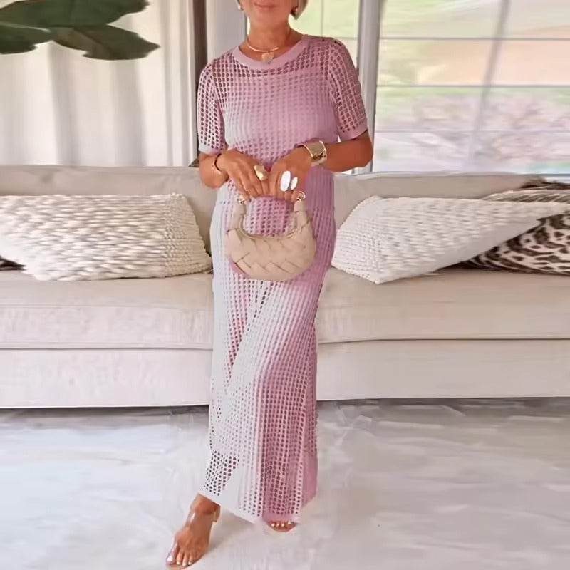 Robe Chic Deux-Pièces à Découpes avec Col Rond
