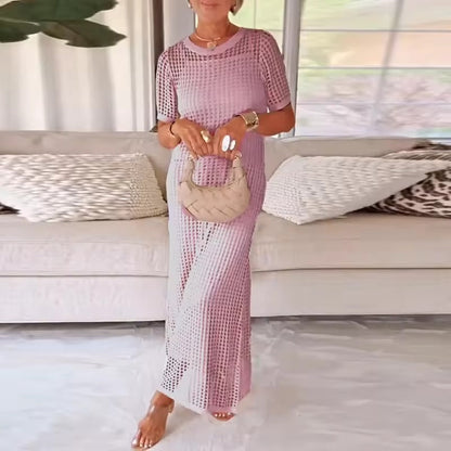 Robe Chic Deux-Pièces à Découpes avec Col Rond