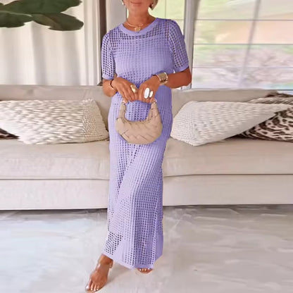 Robe Chic Deux-Pièces à Découpes avec Col Rond