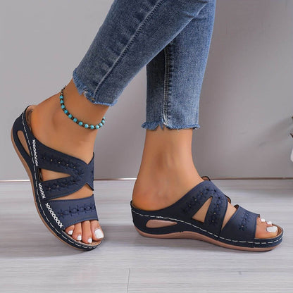 Mules Femme Confortables Plates À Talon Compensé Cuir