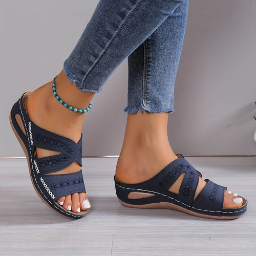 Mules Femme Confortables Plates À Talon Compensé Cuir