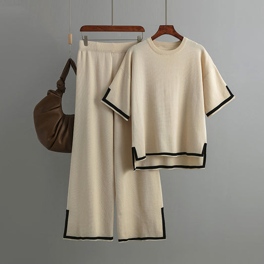 Ensemble Tendance Blouse Col Rond Et Pantalon Maxi Femme