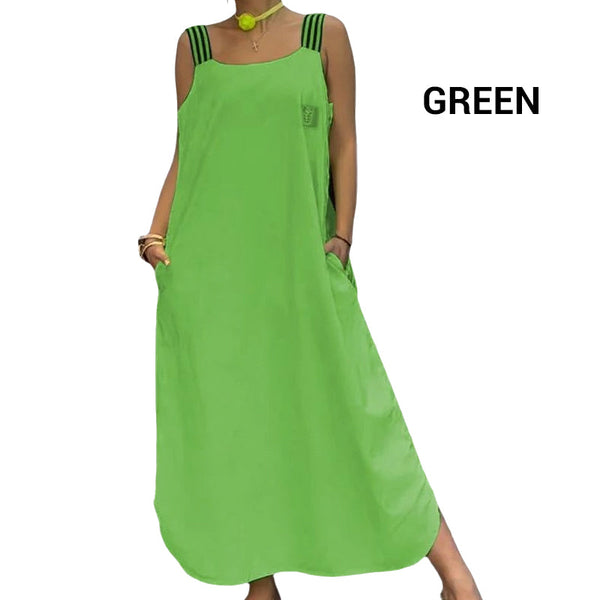Robe maxi fluide avec larges bretelles et poches