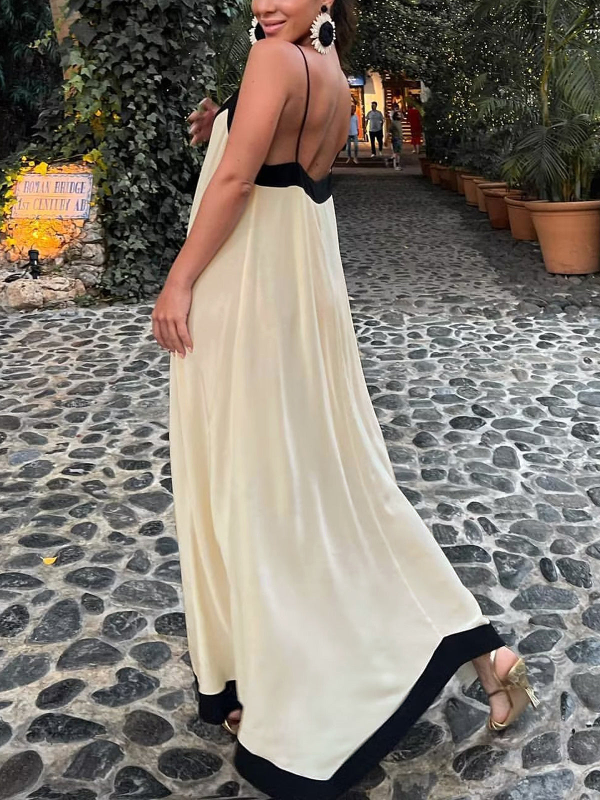 Robe Longue Femme Élégante avec Bretelles Fines