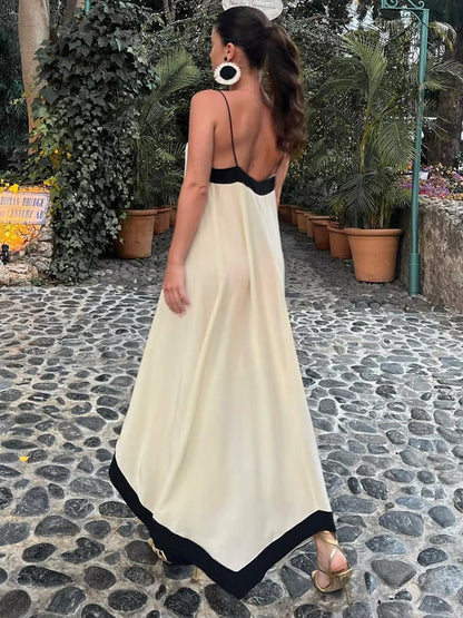 Robe Longue Femme Élégante avec Bretelles Fines