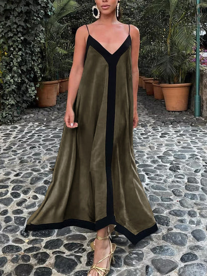 Robe Longue Femme Élégante avec Bretelles Fines
