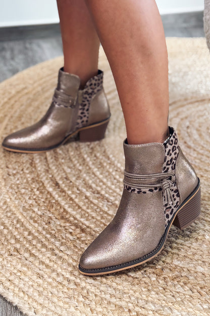 Bottine Style Santiag Taupe