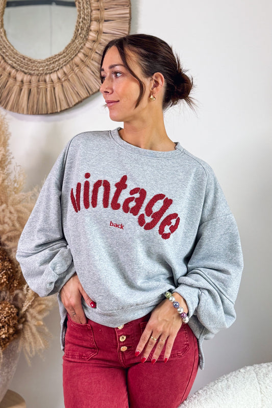 Sweat " Vintage" Gris