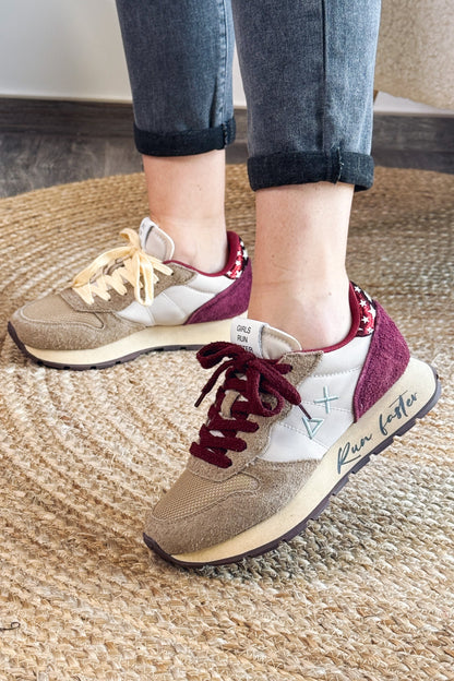 Baskets Compensée Sun68 Beige/Bordeaux