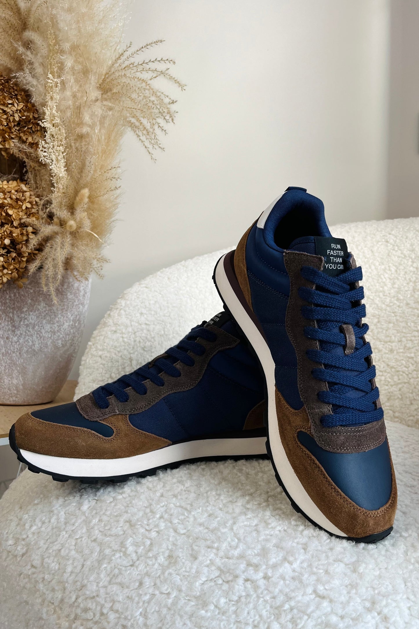 SUN 68 Tom  2.0 Solid Bleu Marine/Camel Mid