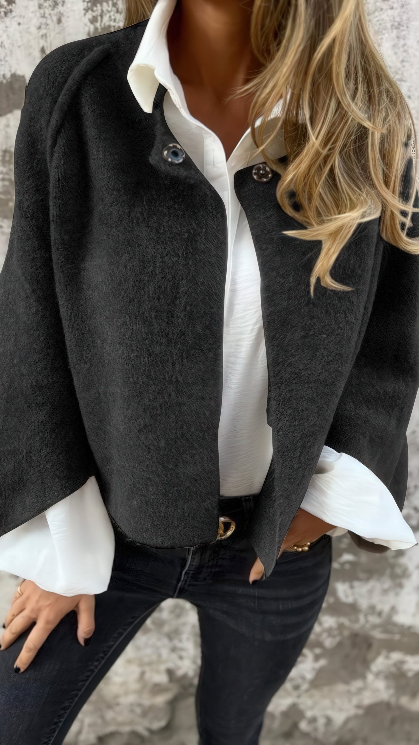 SYLVIA™ | Manteau de laine à col rond et manches longues