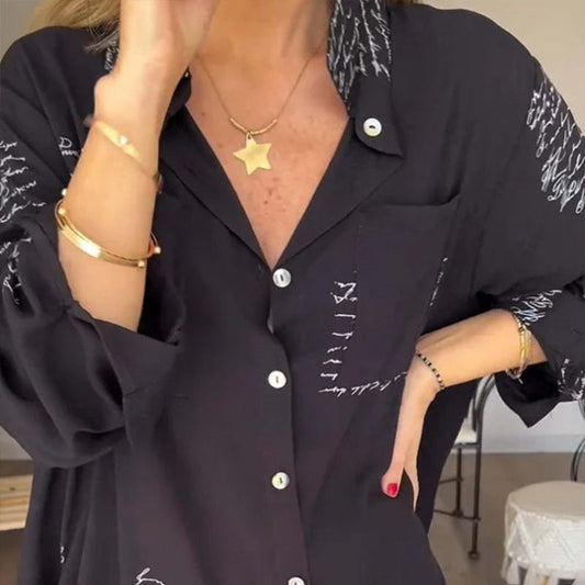 Chemise à manches longues avec col à revers et imprimé tendance pour femmes