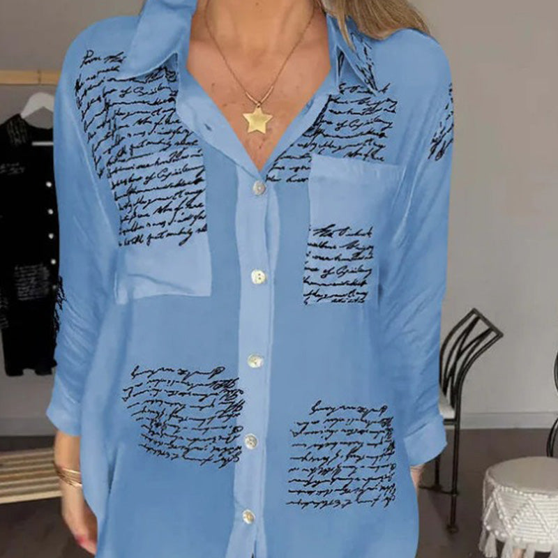 Chemise à manches longues avec col à revers et imprimé tendance pour femmes
