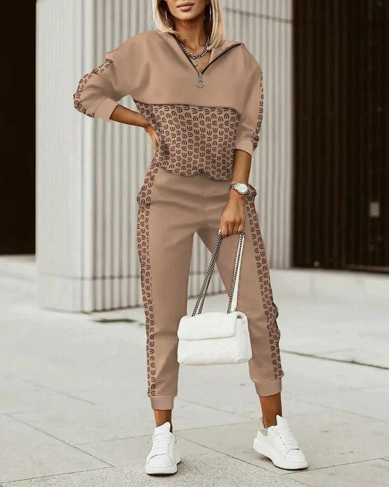 Ensemble Confort Chic à Pull Col V et Pantalone pour Femme