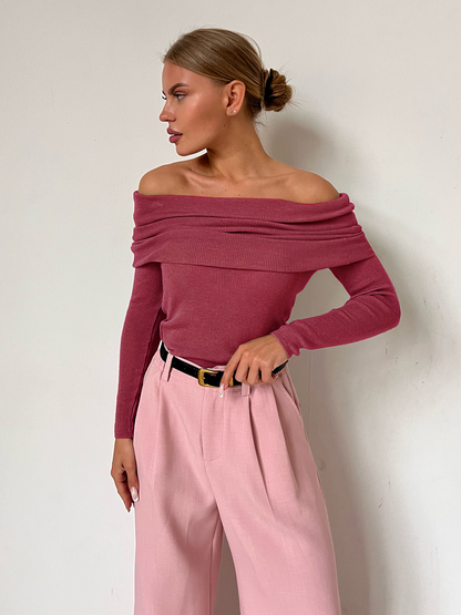 Océane Dubois® | Pull tricoté chic épaules dénudées pour tenue de soirée