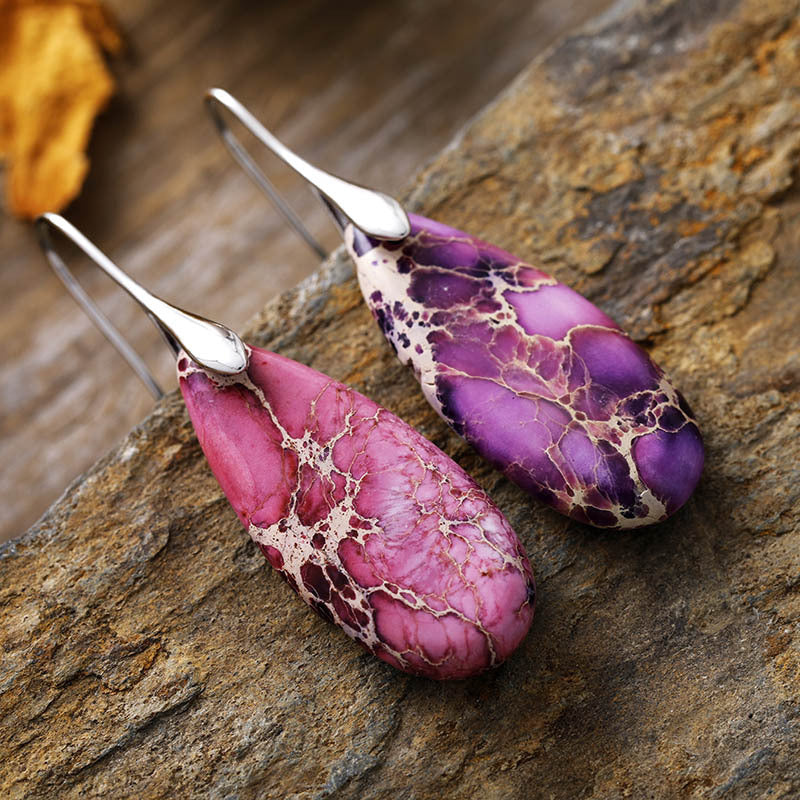 Boucles d'Oreilles Pierre Naturelle Élégance