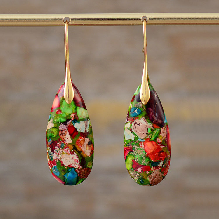 Boucles d'Oreilles Pierre Naturelle Élégance