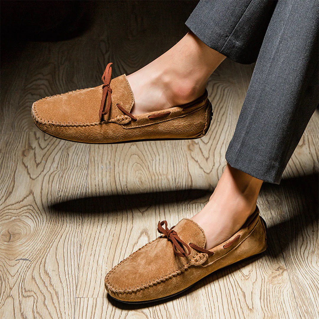 Mocassins En Daim Élégants Pour Hommes Avec Lacet En Cuir