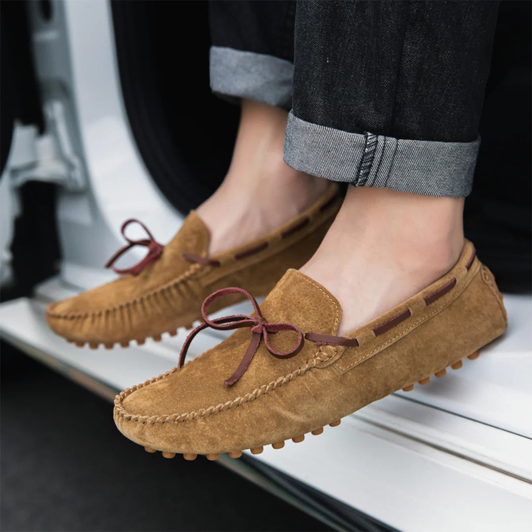 Mocassins En Daim Élégants Pour Hommes Avec Lacet En Cuir